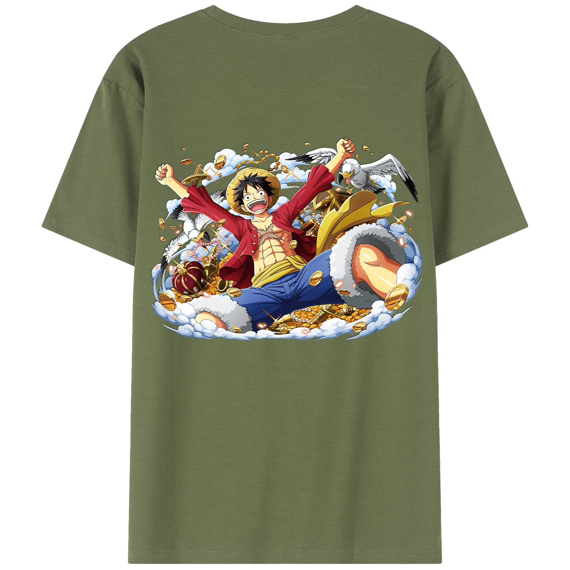 ワンピース モンキー・D・ルフィ ONE PIECE Monkey D. Luffy 綿100％半袖Tシャツ（背面プリント）